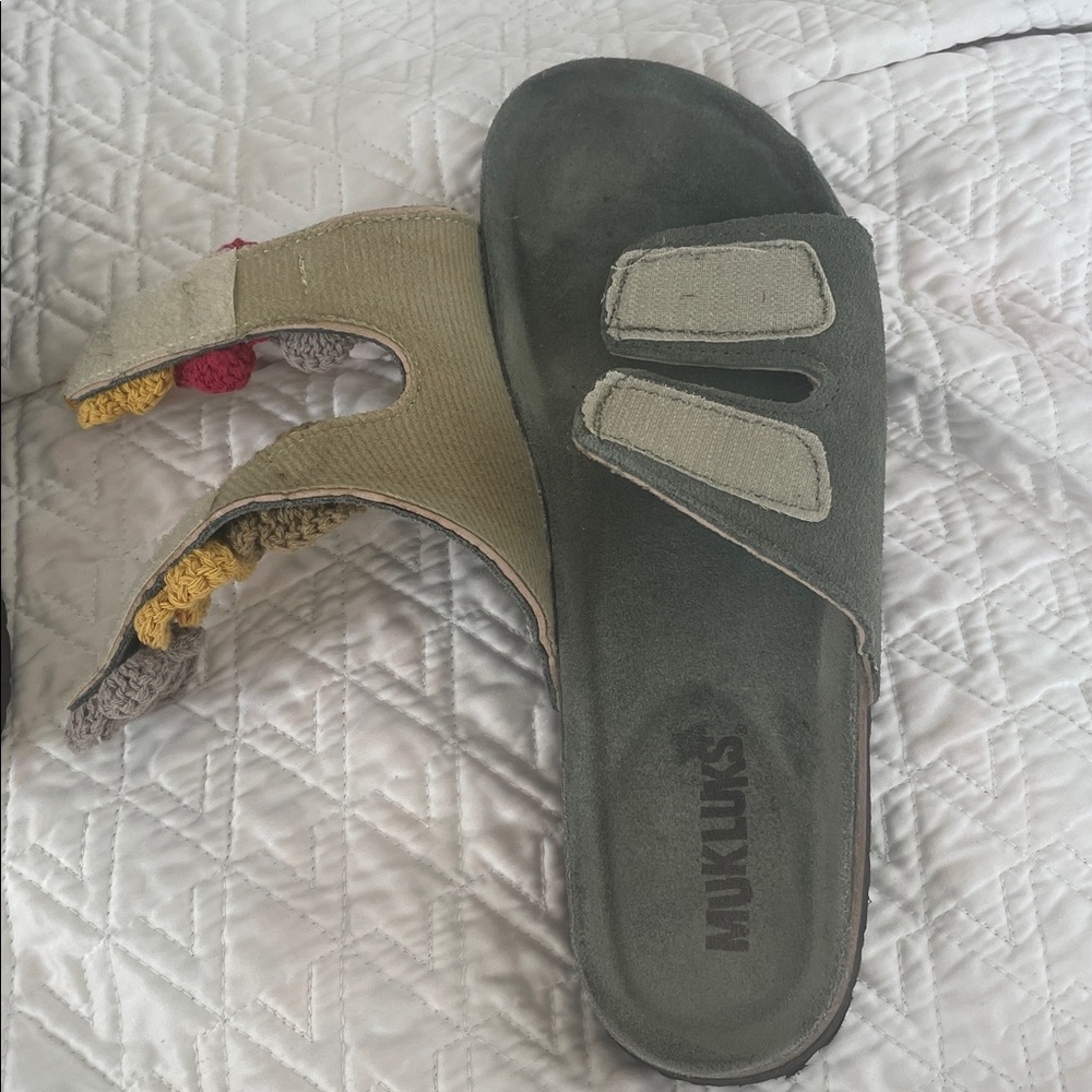 Muk Luks Women’s Sandals‎ Slip on Adjustable Width Knit Flowers Size 9 - Picture 7 of 8